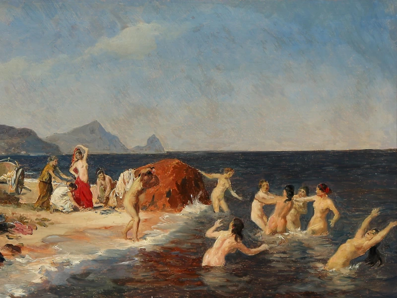 1839-Otto Bache - La principessa di Licia fa il bagno con le sue dame sulla costa della Sicilia - 1905